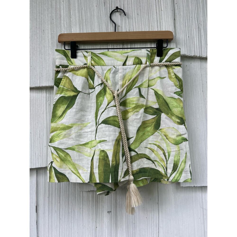 Joie Leaf Print Linen‎ Rope Belt Shorts Small - Picture 2 of 8